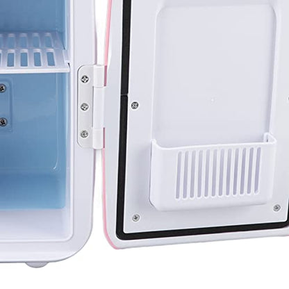  Mini Fridge, 4 Liter ABS Partition Detachable Portable Cooler And Warmer Car Fridge Personal Refrigerator For Skin Care, Cosmetics, Beverage, Food, Great For Bedroom, Office, Car, Dorm(Pink)