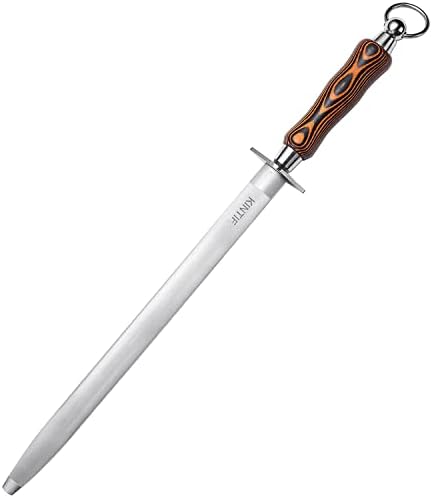  Sharpening Steel 10 Inch Professional Knife Sharpener Honing Rod, Fine Lines, High Hardness, Flat Knife Honing Steel