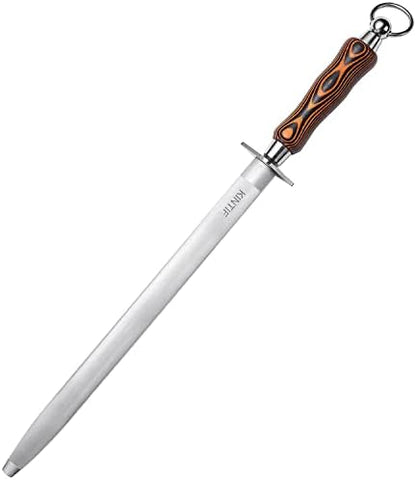  Sharpening Steel 10 Inch Professional Knife Sharpener Honing Rod, Fine Lines, High Hardness, Flat Knife Honing Steel