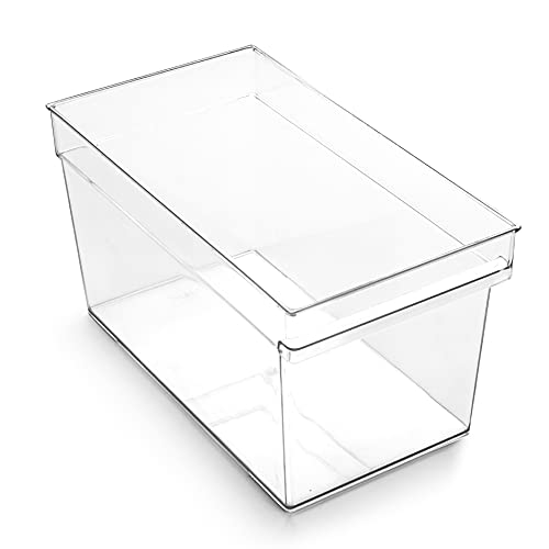  | Plastic Storage Bins, Deep Large | THE HANDLER COLLECTION | Multipurpose Organizer Bins | Kitchen Pantry Organizers And Storage | Clear Containers For Organizing Home | Freezer Organizer