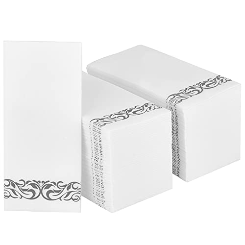  200 PACK Guest Towels Disposable Bathroom, Soft And Linen-Like Disposable Hand Towels, Decorative Bathroom Napkins For Party,Dinners, Wedding, Silver