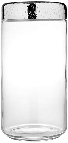Alessi "Dressed" Glass Jar Hermetic Lid In 18/10 Stainless Steel Mirror Polished With Relief Decoration, Silver