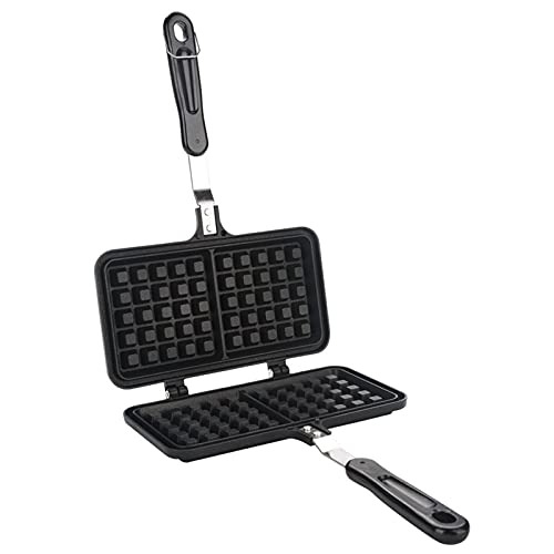  Black Aluminum Alloy Dual Head Waffle Baking Mold Non-Stick Waffle Baking Pan Mold Press Plate For Home Kitchen