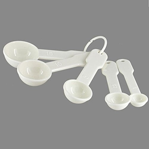  5 In 1 White Plastic 1g 2.5g 5g 10g 15g Measuring Spoons Set Kitchen Baking Tools