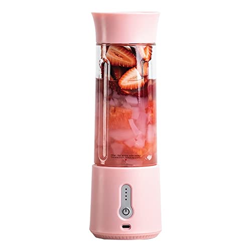 GENERIC Smart Portable Blender - 17Oz Personal Blender For Smoothies And Shakes| 4000mAh Rechargeable USB Blender With 6 Blades| Blender For Sports ,Travel,Gym ,Fruit Juice Mixer, Home, Office, And Outdoors (Pink)