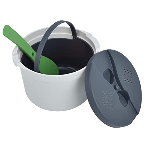  Microwave Rice Cooker Set, 2L Rice Spoon Lid Strainer Steaming Pot Rice Cooke For Home Office(green)