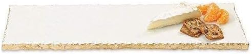  Home White Marble Rectangular Board With Gold Foiling - 15 Inches