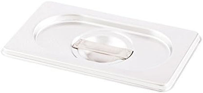  LID ONLY: Met Lux 10.25 X 6.25 Inch Steam Table Pan Lid, 1 Hotel Pan Lid - Fits 1/4 Size Steam Table Pan, Table Pan Sold Separately, Stainless Steel Steam Pan Cover, Built-In Handle - Restaurantware