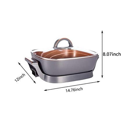  Extra Deep Nonstick Electric Skillet - Scratch Resistant - Serves 3 To 5 People (6Qt.)