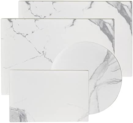  Clear Tempered Glass Cutting Board Set Of 4, Non Slip Glass Trays For Kitchen Countertop By Murrey Home, Heat Resistant, No Stain, 11.75"x15.75", 7.75"x11.75" & Round 11.75"