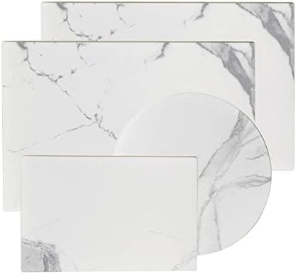  Clear Tempered Glass Cutting Board Set Of 4, Non Slip Glass Trays For Kitchen Countertop By Murrey Home, Heat Resistant, No Stain, 11.75"x15.75", 7.75"x11.75" & Round 11.75"