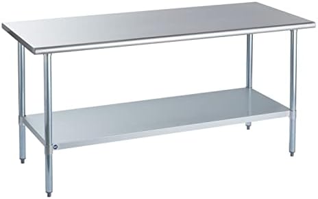  OCKPOINT Stainless Steel Table For Prep & Work With Backsplash 60x24 Inches, NSF Metal Commercial Kitchen Table With Adjustable Under Shelf And Table Foot For Restaurant, Home And Hotel