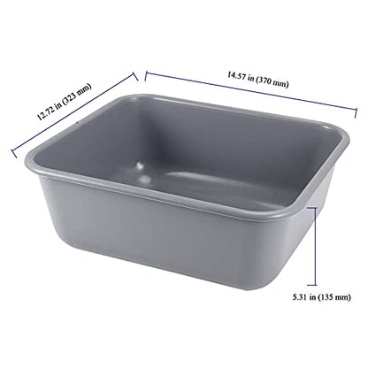  Set Of 6 Plastic Bus Tubs, Commercial Bus Box, Plastic Dish Tubs Tote Box, 14 L Rectangle Utility Box, Gray