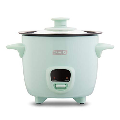 Dash Mini Rice Cooker Steamer With Removable Nonstick Pot, Keep Warm Function & Recipe Guide, 2 Cups, For Soups, Stews, Grains & Oatmeal - Aqua
