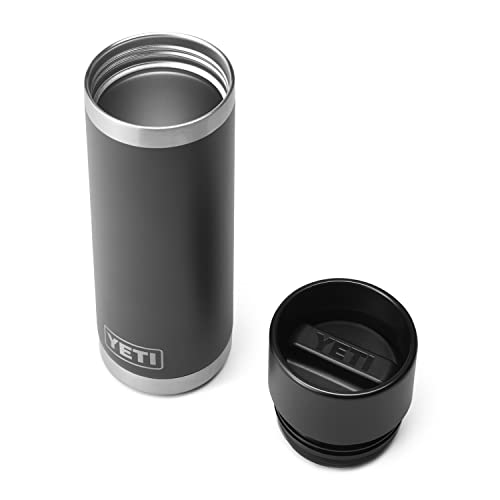 Yeti Rambler 18 Oz Bottle, Stainless Steel, Vacuum Insulated, With Hot Shot Cap, Charcoal