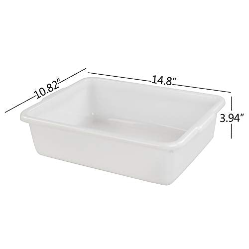  4-pack Bus Tubs Commercial, 8 L White Plastic Wash Basin Bus Box