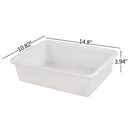  4-pack Bus Tubs Commercial, 8 L White Plastic Wash Basin Bus Box