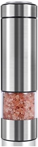  Electric Salt And Pepper Grinder Set Battery Operated| Stainless Steel Auto Pepper Mill Grinder Refillable| One Hand Operation| LED Light| Adjustable Coarseness| 2 Pack
