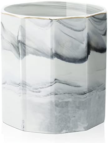  Kitchen Utensil Holder For Countertop, Ceramic Utensil Caddy, Farmhouse Utensil Crock Utensil Organizer For Kitchen Décor, Brown Marble Cooking Utensil Holder