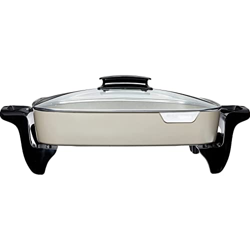  Ceramic Nonstick Electric Skillet - Serves 6 To 8 People (16-Inch, Grey)