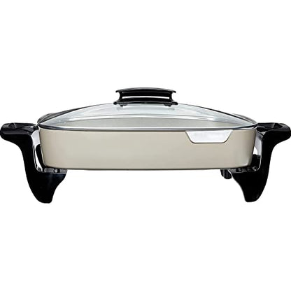  Ceramic Nonstick Electric Skillet - Serves 6 To 8 People (16-Inch, Grey)