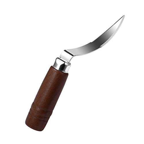  UPKOCH 1PC Coconut Tool Coconut Meat Remover Durable Wooden Handle Stainless Steel Coconut Opener Scraper Knife For Kitchen Home