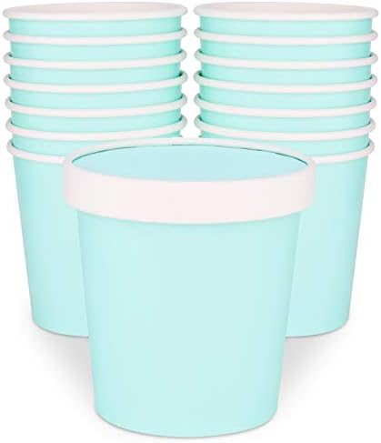  Ice Cream Containers With Lids - 16 Oz Pint Disposable Ice Cream Storage Container For Homemade Icecream. Freezer-Safe Paper Tub With Lid For Frozen Desserts Yoghurt (Assorted, 24)