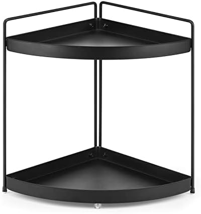  Lvssci 2 Tier Corner Shelf Rack Kitchen Counter Cabinet Bathroom Organizer Makeup Cosmetic Countertop Organization And Storage Under Sink Organizers Perfume Trays For Dresser Black