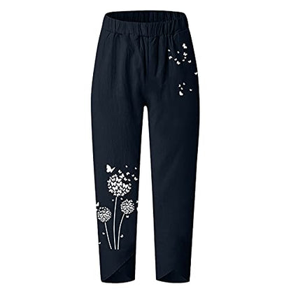  Kingspinner Capri Pants For Women Dressy Casual Patchwark Harem Pants Tapered Ankle Capris Trousers