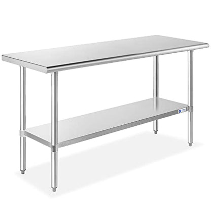 Stainless Steel Work Table 48 X 24 Inches, NSF Commercial Kitchen Prep Table With Under Shelf For Restaurant And Home