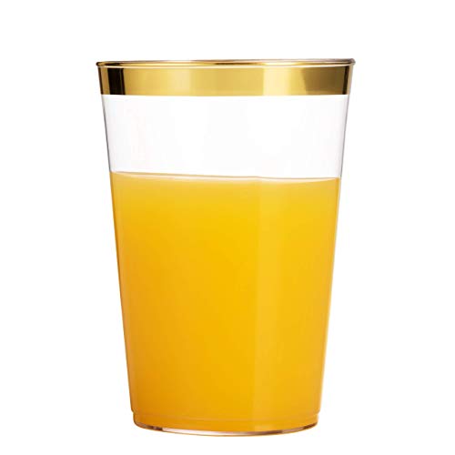  100 Gold Plastic Cups 14 Oz Clear Plastic Cups Tumblers Gold Rimmed Cups Fancy Disposable Wedding Cups Elegant Party Cups With Gold Rim