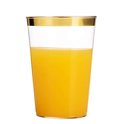  100 Gold Plastic Cups 14 Oz Clear Plastic Cups Tumblers Gold Rimmed Cups Fancy Disposable Wedding Cups Elegant Party Cups With Gold Rim
