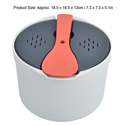  Microwave Rice Cooker 2L Food Grade PP Material Rice Spoon Lid Strainer Steaming Pot Rice Cooker Set Kitchen Cookware For Home Travel Office Use(Orange)