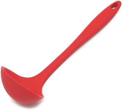  Premium Silicone Cooking Ladle, 11.25 Inch, Red