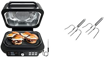 Ninja IG651 Foodi Smart XL Pro 7-in-1 Indoor Grill/Griddle Combo, Black With Roasting Lifters, 2 Piece, Stainless Steel
