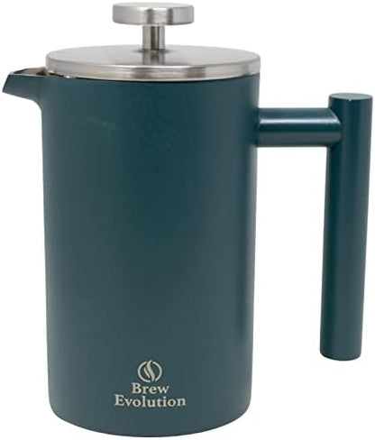  20 Oz Stainless Steel French Press Coffee Maker | Double Walled Insulated Coffee & Tea Brewer Pot & Maker | Keeps Brewed Coffee Or Tea Hot | 600 Ml, Hawaiian Blue