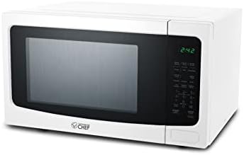  Hef Countertop Microwave, 1.1 Cubic Feet, Black With Stainless Steel Trim