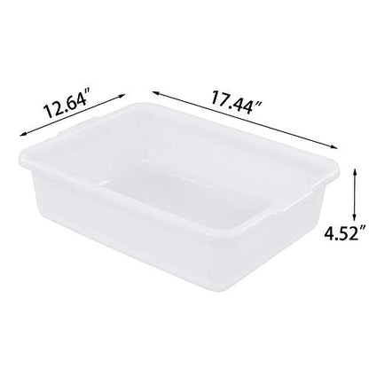 AnnkkyUS 4-Pack 13 Liter Commercial Bus Tubs, White Plastic Wash Basin Bus Tote