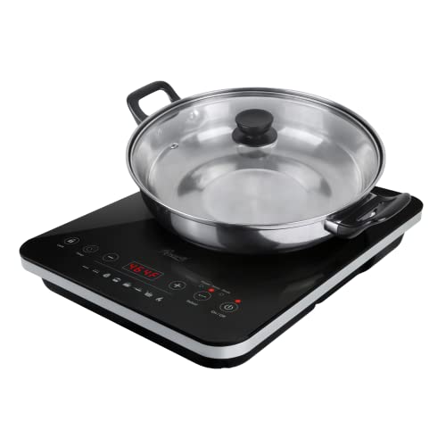  Portable Induction Cooktop Burner, 1800W, 8 Cooking Modes, 10 Power/Temp Levels, Touch Panel, LED Display, Timer, Auto Shut-Off, Child Safety Lock, Includes Stainless Steel Pot (RHAI-21001)