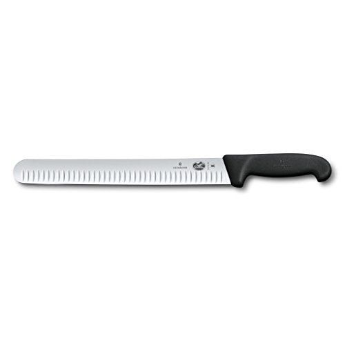 Victorinox -Swiss-Army- 47645 Cutlery Fibrox Pro Slicing Knife, Granton Blade, Black, 12-Inch