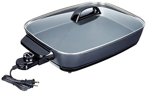 Presto 06858 Slimline Skillet With Glass Cover Electric, 16 Inch, Black
