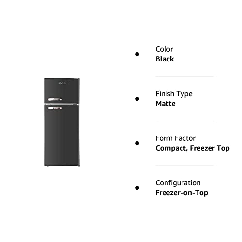 RCA RFR786-BLACK 2 Door Apartment Size Refrigerator With Freezer, 7.5 Cu. Ft, Retro Black & TOSHIBA EM131A5C-SS Countertop Microwave Oven, 1.2 Cu Ft With 12.4" Turntable, 1100W