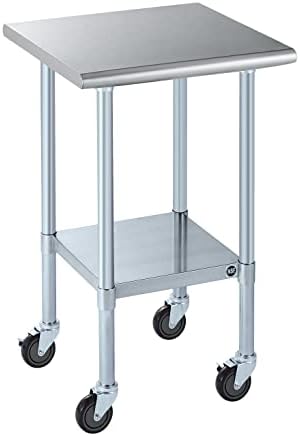  OCKPOINT Stainless Steel Table For Prep & Work With Backsplash 60x24 Inches, NSF Metal Commercial Kitchen Table With Adjustable Under Shelf And Table Foot For Restaurant, Home And Hotel