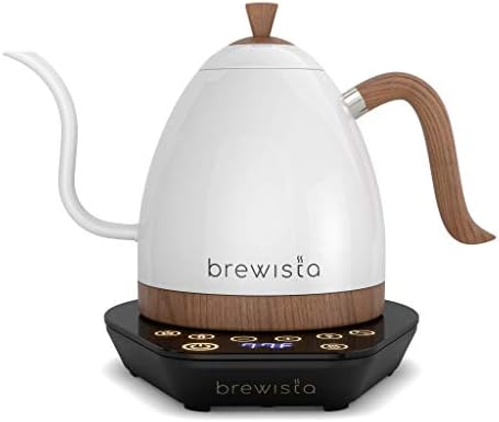  Artisan Electric Gooseneck Kettle, 1 Liter, For Pour Over Coffee, Brewing Tea, LCD Panel, Precise Digital Temperature Selection, Flash Boil And Keep Warm Settings (Pearl All White)