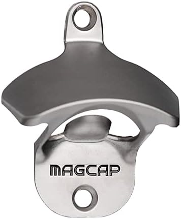  Outdoor Bottle Opener Wall Mounted - Style Magnetic Beer Bottle Opener That Catches Caps - Easy To Install And Incredibly Convenient (Gunmetal Black)