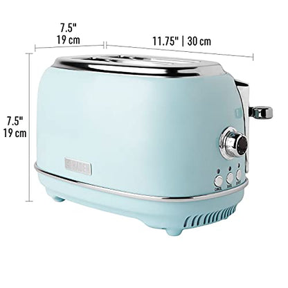  Aden Heritage 2 Slice Wide Slot Stainless Steel Bread Toaster With Heritage 2 Slice Wide Slot Stainless Steel Bread Toaster, Turquoise