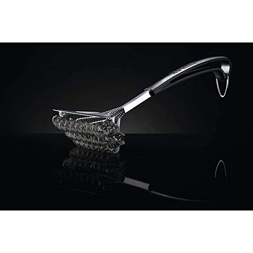  Napoleon 64000 Rotisserie Basket Grill Accessory, Stainless Steel & Barbecue Grill Accessory 62059 - Bristle-Free Triple-Row Grill Brush With Rolled Stainless Steel - BBQ Grill Maintenance Accessory