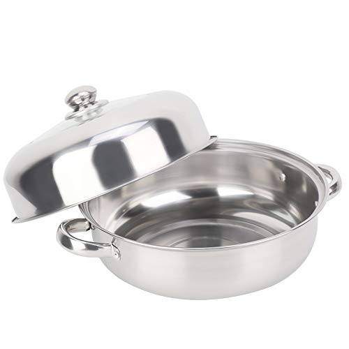  28CM Stainless Steel Single-layer Soup Pot, Hot Pot, Steamer, Soup Pot, New Heightened Steel And Glass Composite Cover, Open Flame, Induction Cooker, Infrared, Electric Stove Heating
