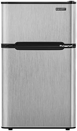  Ini Fridge With Freezer, 3.2 Cu.Ft Compact Refrigerator With Freezer, 2 Door Mini Fridge With Freezer, Upright For Dorm, Bedroom, Office, Apartment- Food Storage Or Drink Beer, Black.