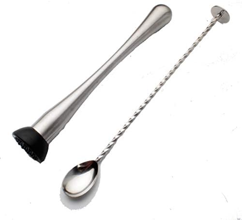  2 Pcs Mixing Bar Spoon 12 Inches 18/10 Stainless Steel Spiral Pattern Morphine Bartender Whiskey Cocktail Shaker Spoon